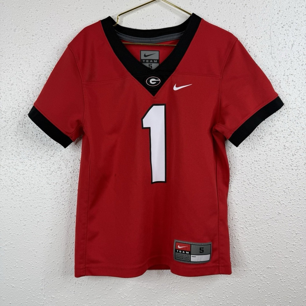 Nike Georgia Bulldogs #1 Football Jersey Red Black White Size 5